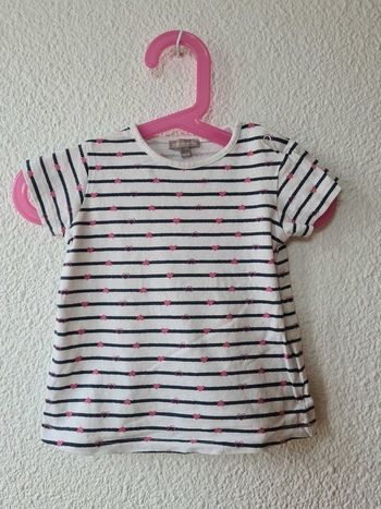 tee-shirt blanc rayer bleu marine cœur Grain de blé