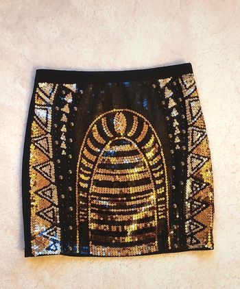 Mini jupe à sequins Julie S/M noir, or, argent Ibiza