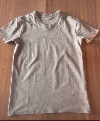 t-shirt garçon gris chiné col V coton élastane
