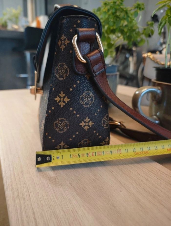 sac a main avec bandoulière et rombes marron inspi Lu Vi - photo numéro 3