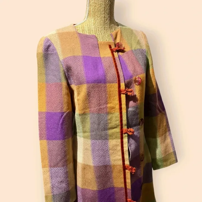 Veste longue à carreaux – Style rétro vintage - multicolore - photo numéro 2