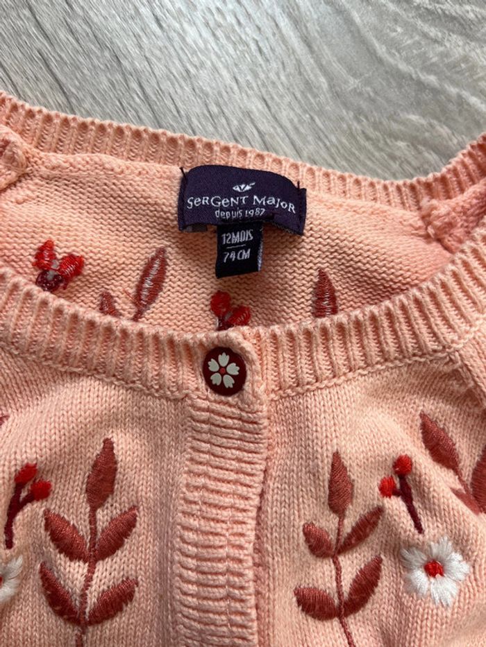 Gilet fin bébé fille 12 mois rose saumon - photo numéro 3
