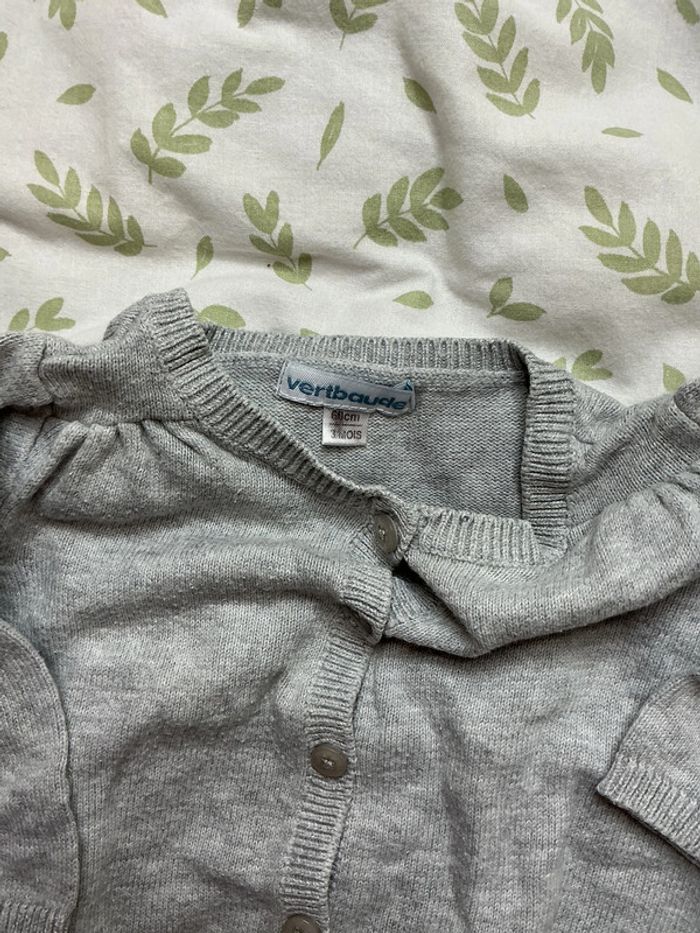 gilet léger gris avec paillettes vertbaudet 3 mois - photo numéro 5