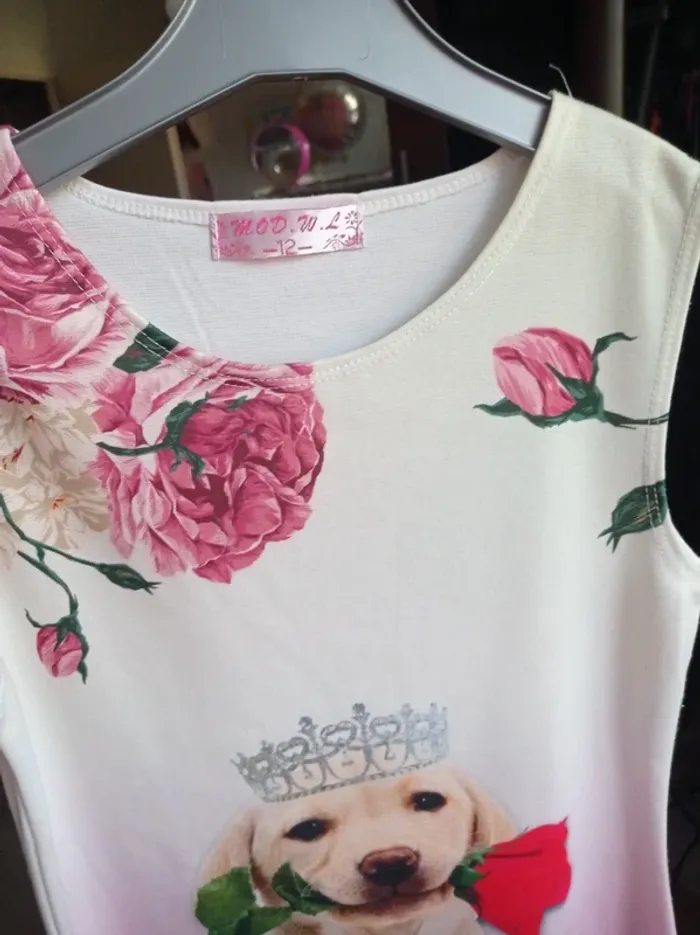 Robe petit fille blanche motif chien - photo numéro 4