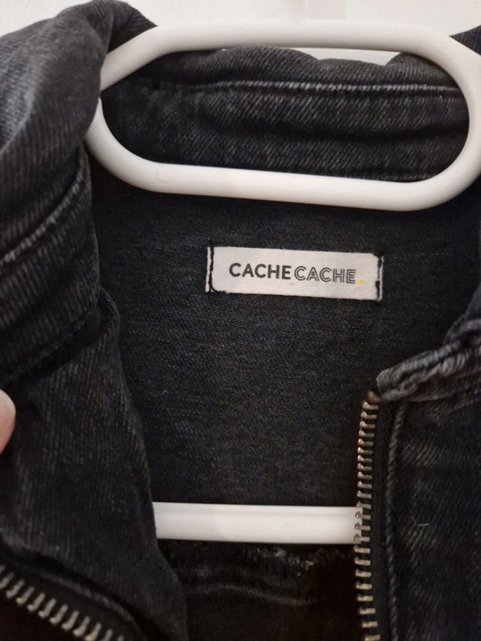 Robe chemise femme jean noir à zip cintrée Taille XS TBE cache cache - photo numéro 2