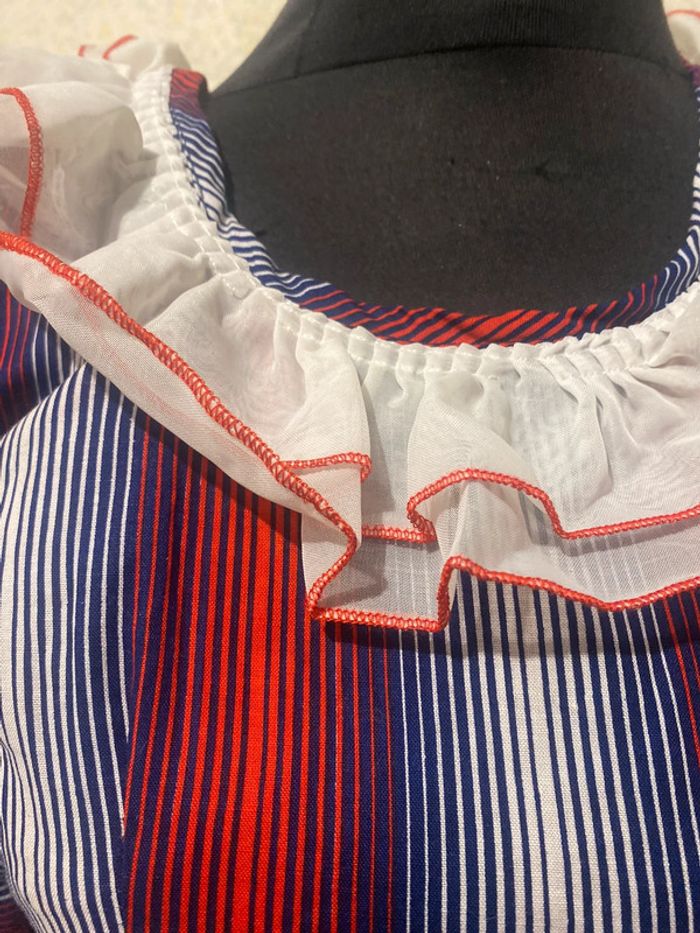 Magnifique robe vintage maxi prairie rayures volant petit 34 - photo numéro 3