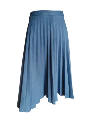 Jupe skirt falda vintage mi longue long plissée bleu blue