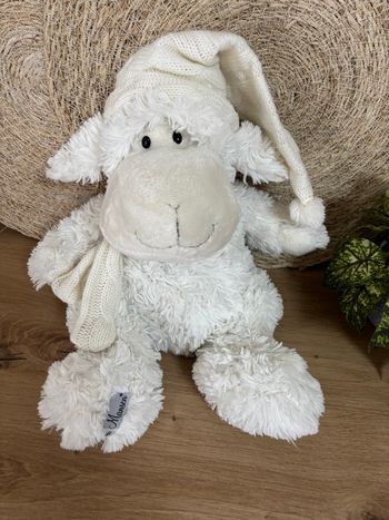 Doudou mouton blanc bonnet écharpe laine Louise mansen 