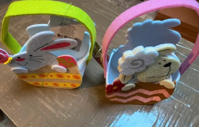 Lot de 2 petits paniers de Pâques 1 mouton et 1 lapin - photo numéro 3