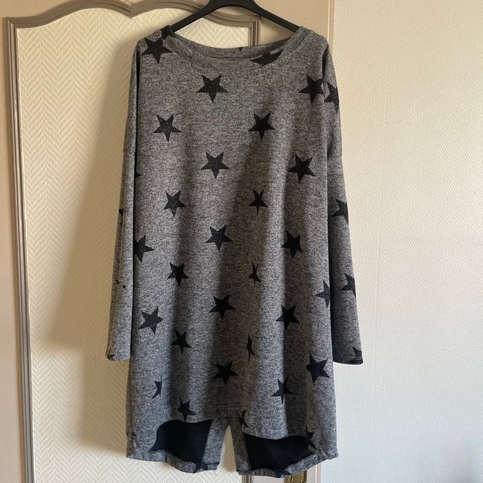 Robe tunique grise et noire