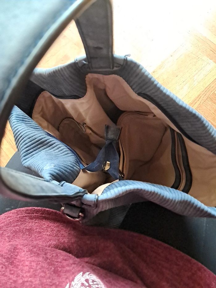 Sac bleu en velours - photo numéro 4