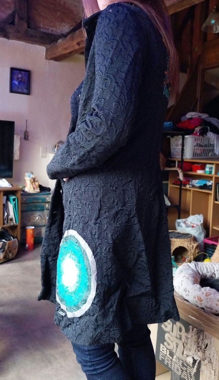 Manteau long noir desigal neuf