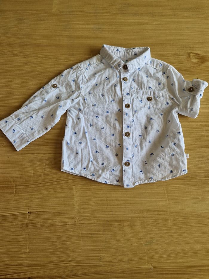 Chemise blanche palmiers bleus