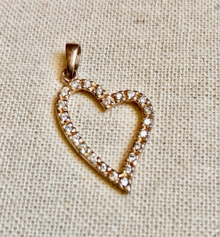 💜 Cœur en strass argenté & dorée pour pendentif vintage 💜