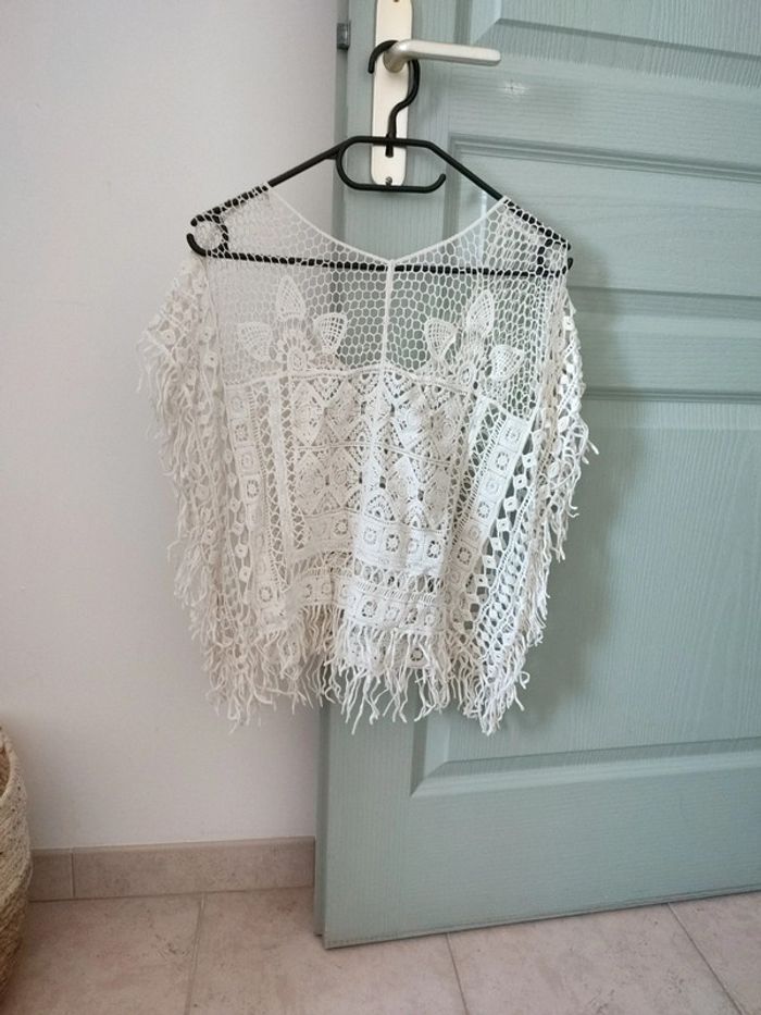 Top à franges couleur crème - photo numéro 2