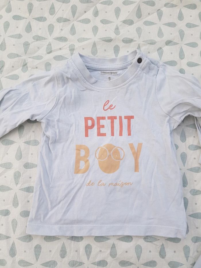 Lot de 2 t-shirts manches longues garçon 9 mois - photo numéro 2
