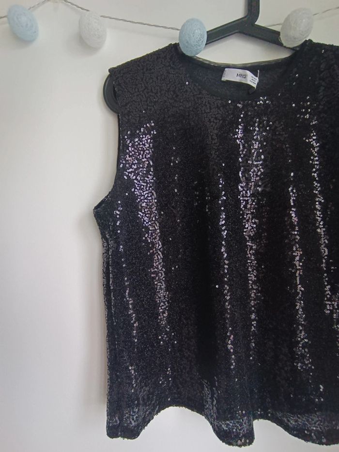 Débardeur noir à strass Mango Taille S Neuf avec étiquette - photo numéro 2