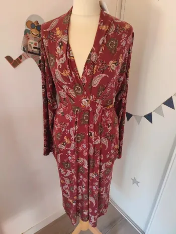 Robe longue bordeaux taille unique orange d'or i'mod collection neuve