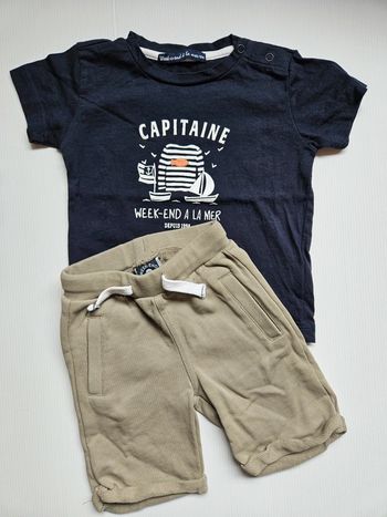 Ensemble tee shirt + short 18 mois