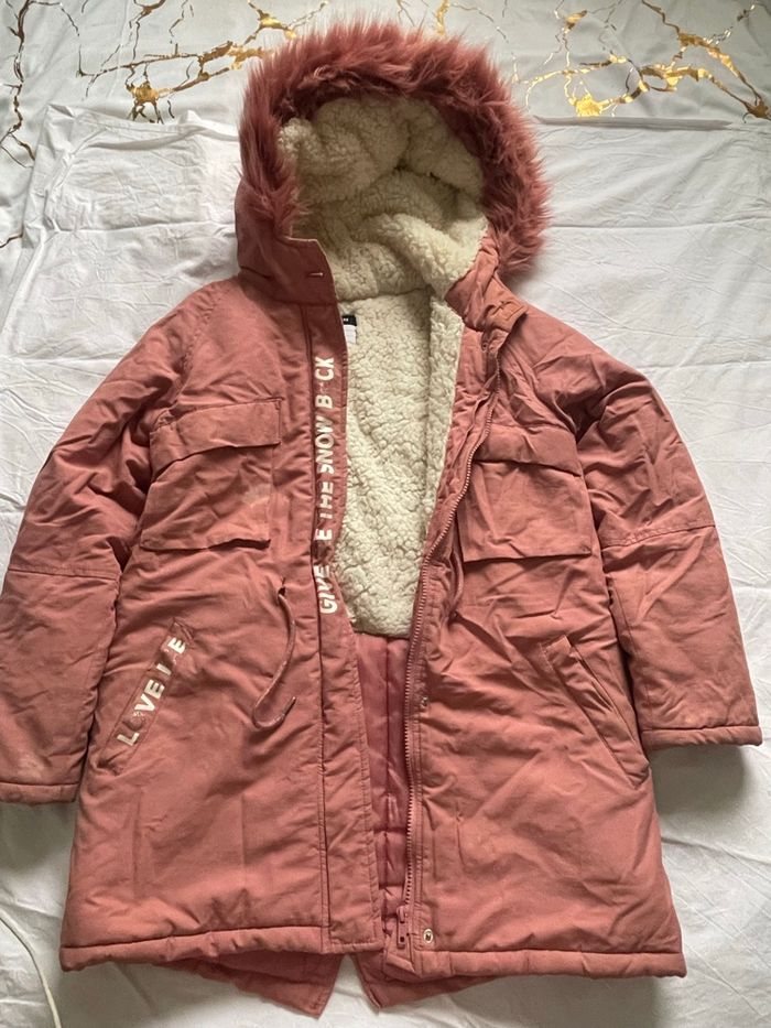 Parka rose avec capuche pour fille taille 12 ans intérieur fourré