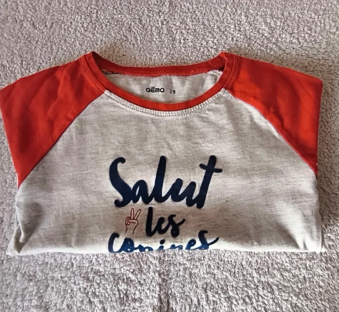 Tee-shirt manches longues "Salut les copines", Gémo, 5 ans - photo numéro 2