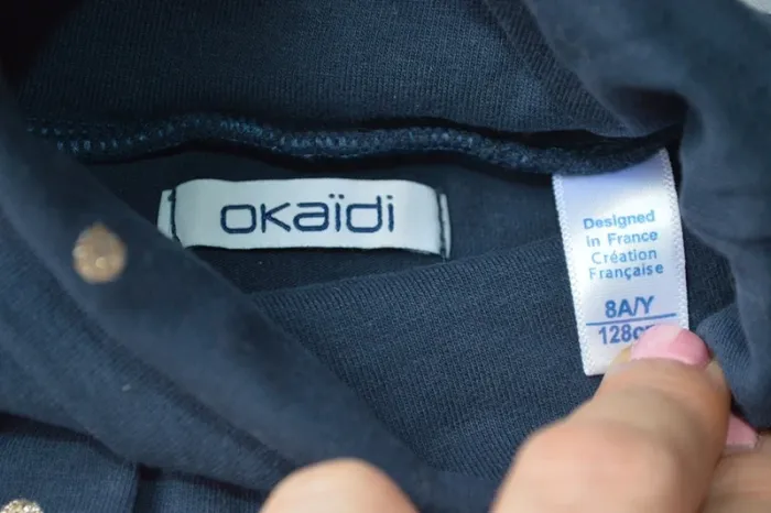 T-shirt ML col roulé Okaïdi marine pois dorés 8 ans - photo numéro 4