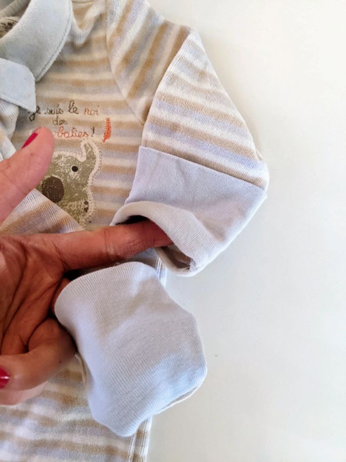 Ensemble pyjama grenouillère dors-bien velours et body Sergent major 3 mois 60 cm - photo numéro 3