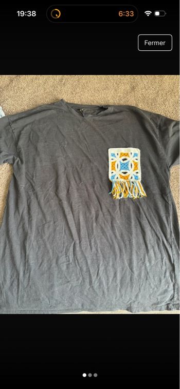 T-shirt noir avec détails crochet 