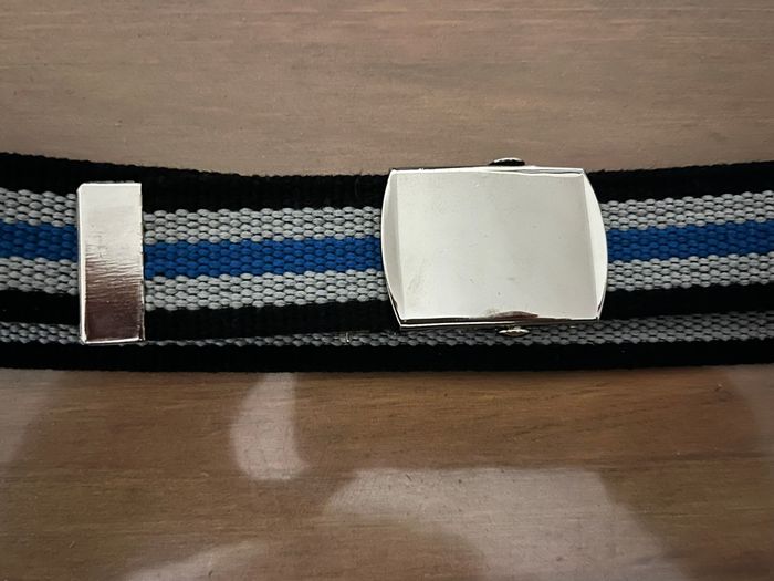 Ceinture tissu bleu/gris/noir 77 cm - photo numéro 2