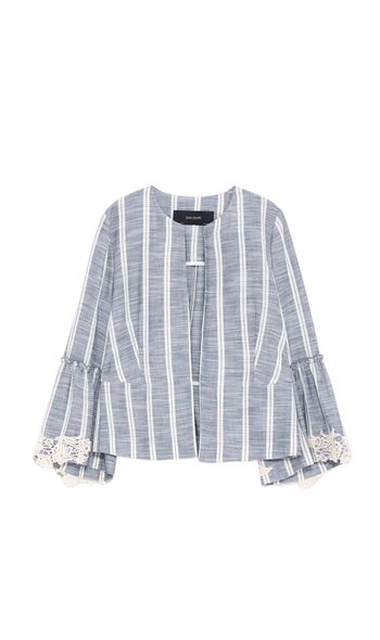 Veste à rayures et manches volantes détails dentelle zara taille XS/34