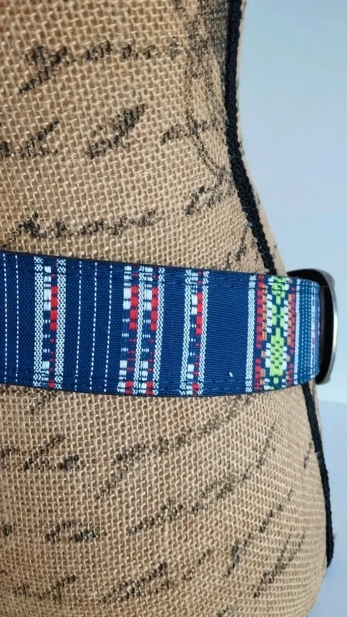 Ceinture bleu marine rayes colorés 85 cm - photo numéro 7