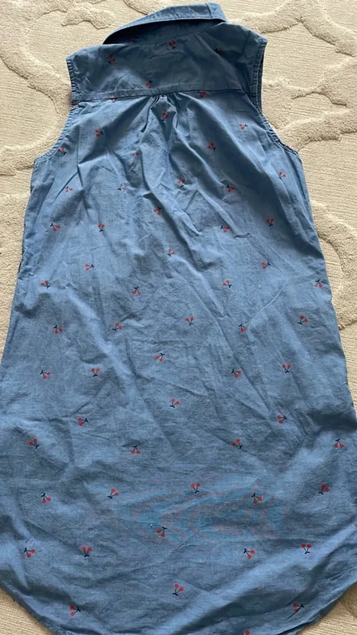 Robe sans manches bleue à cerises – 9-10 ans (140 cm) - photo numéro 4