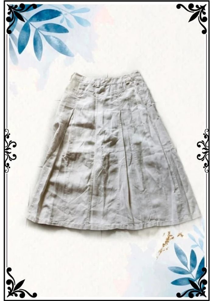 Jupe blanche et beige 100% lin taille S/36 - photo numéro 3