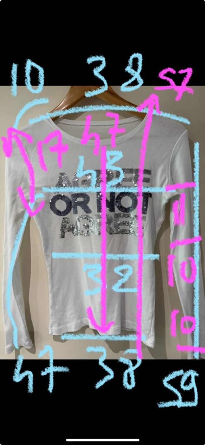 Caroll t-shirt blanc manches longues strass - photo numéro 5