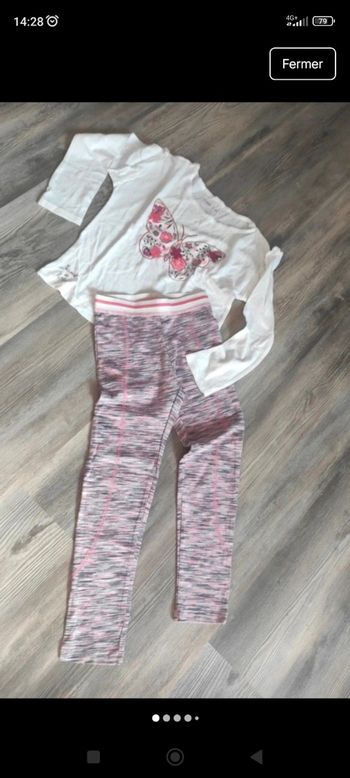 Lot legging de sport et t-shirt imprimé papillon fille 5 ans