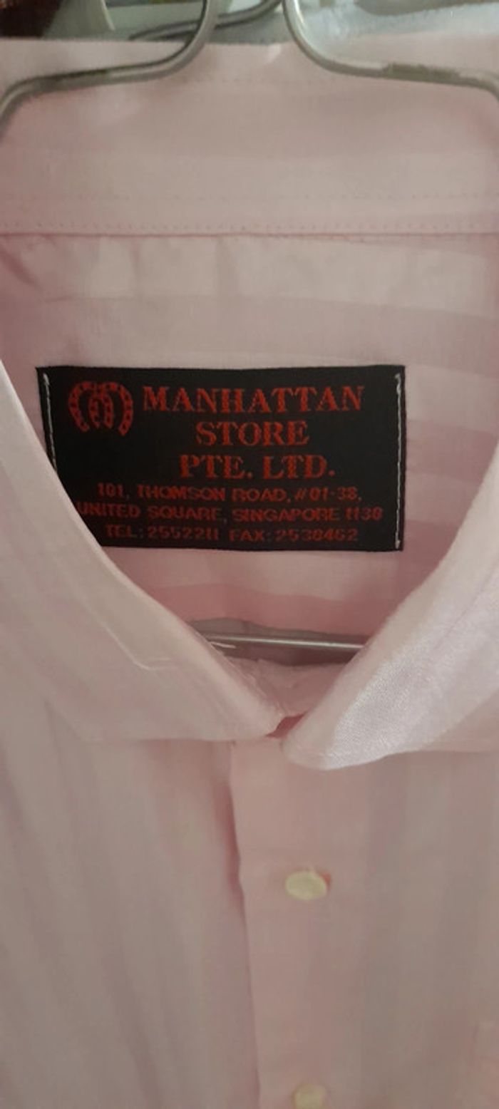 Chemise rose rayé en soie taille m - photo numéro 5
