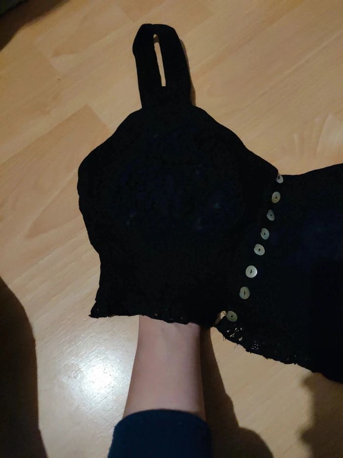 Top à dentelle et coton opaque et boutons en nacre - photo numéro 5