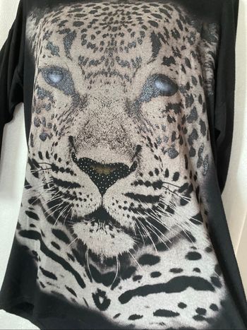 T-shirt tunique souple noir panthère M Yessica