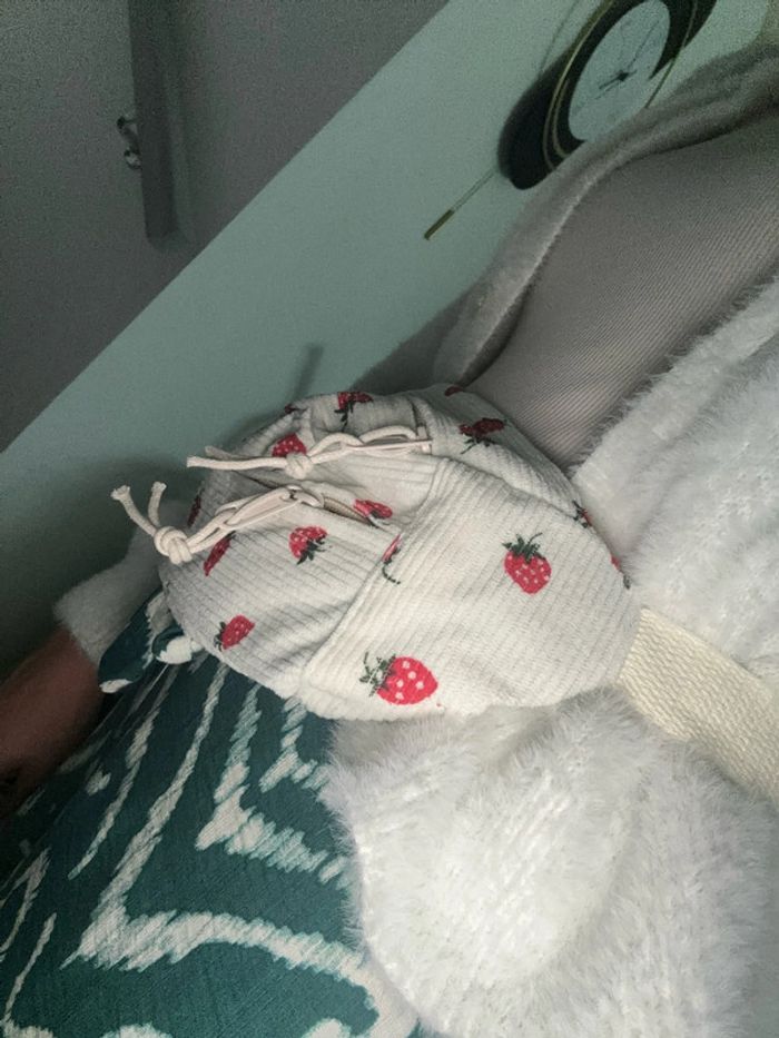 Sac en velours fraise - photo numéro 5