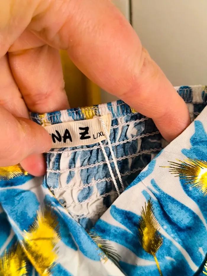 Robe longue imprimée tropicale bleue et dorée femme 40/42 - photo numéro 3