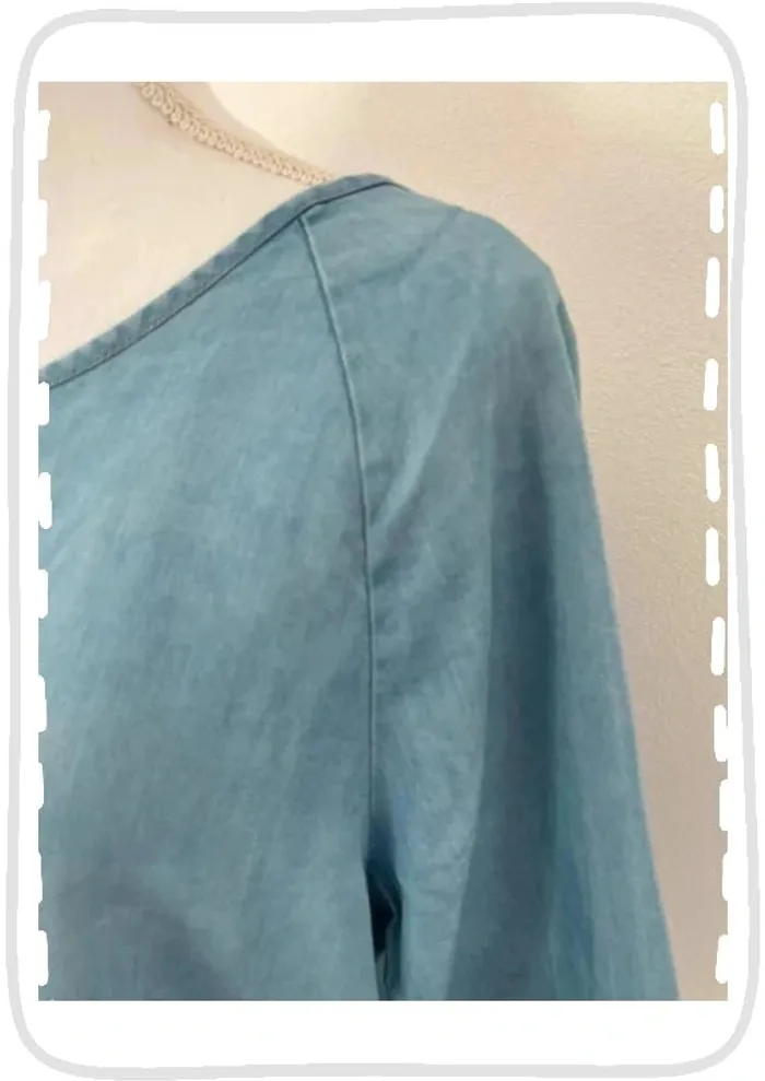 Promod Blouse Dos Ouvert Bleu Ciel Taille 36/38 S/M - photo numéro 3