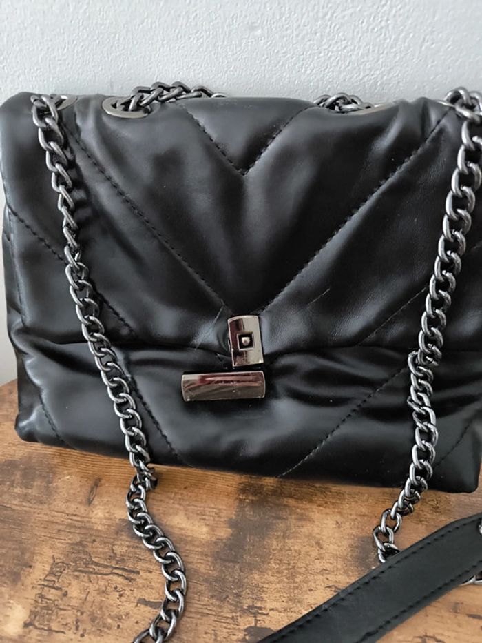 Sac à bandoulière matelassé noir - photo numéro 2