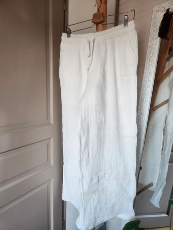 Pantalon gaze de coton blanc XL