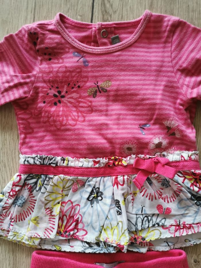 Ensemble rose fleuri pantalon haut manches longues catimini - photo numéro 3