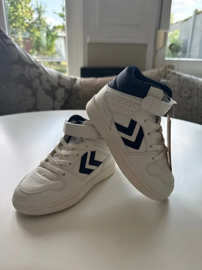 Baskets Hummel Montantes Enfant – Taille 30 – Blanc & Bleu - photo numéro 2