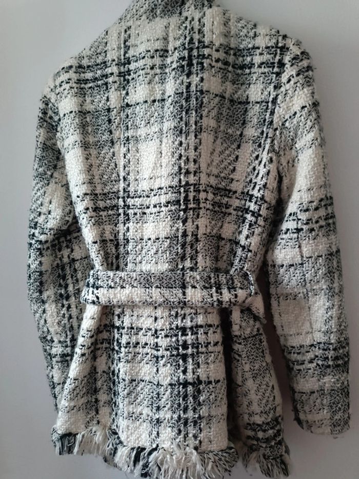 Veste/manteau col officier ZARA - tweed - crème - taille M - neuve - photo numéro 3