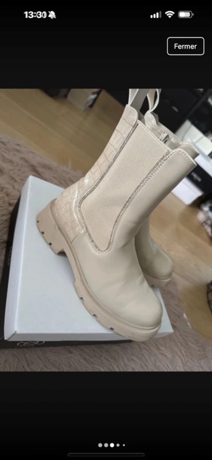 Bottines beige croco - photo numéro 3