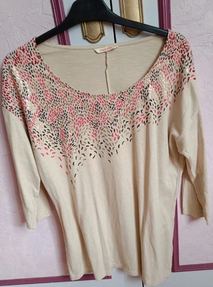 Haut Camaïeu beige imprimé T.3(40) - photo numéro 7