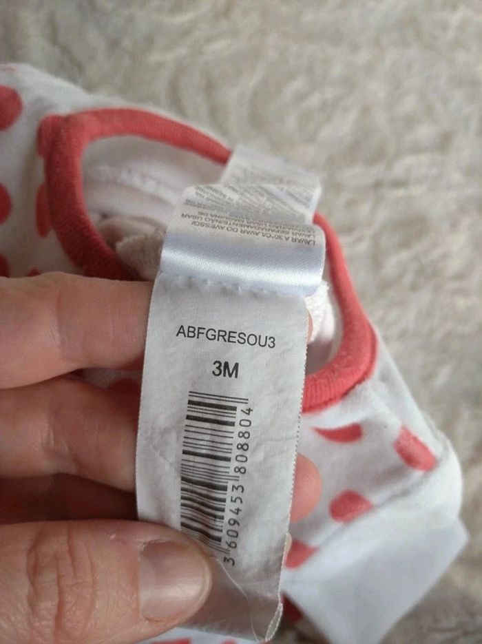 Pyjama grenouillère velours Fille 3 mois à pois et Chat Dpam - photo numéro 9