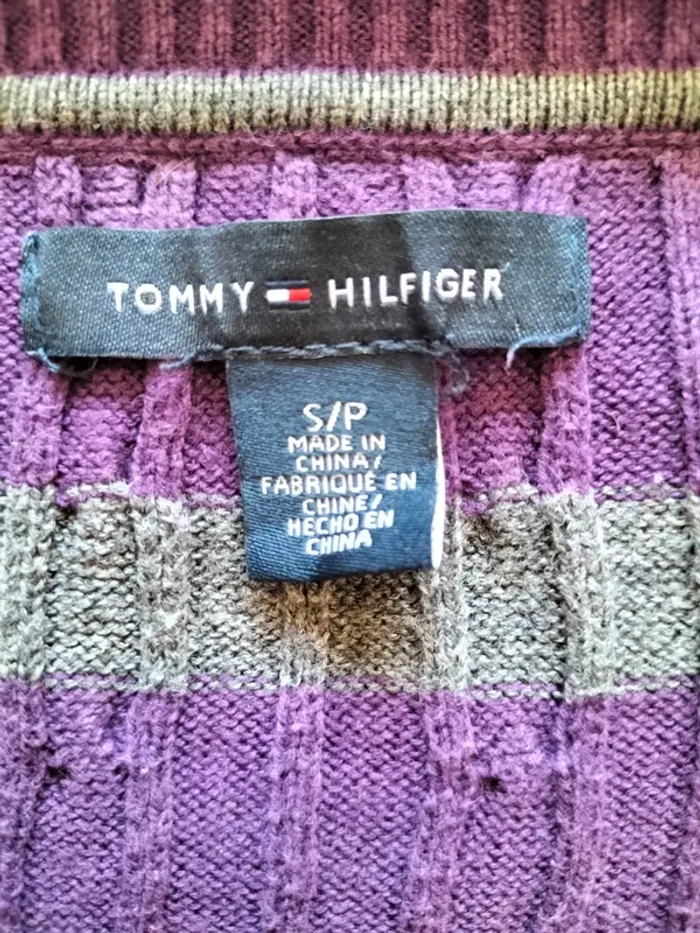 Pull Femmes Col V 100% Coton - Tommy Hilfiger - Taille S - photo numéro 6